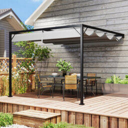 Matteo 3X3M Grey Retractable Sliding Canopy Pergola - Uv & Rain Resistant Garden Shade - thumbnail 8