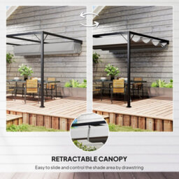 Matteo 3X3M Grey Retractable Sliding Canopy Pergola - Uv & Rain Resistant Garden Shade - thumbnail 4