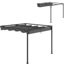 Matteo 3X3M Grey Retractable Sliding Canopy Pergola - Uv & Rain Resistant Garden Shade - thumbnail 1