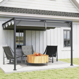 Matteo 3X3M Grey Retractable Sliding Canopy Pergola - Uv & Rain Resistant Garden Shade - thumbnail 2