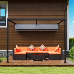 Matteo 3X3M Grey Retractable Sliding Canopy Pergola - Uv & Rain Resistant Garden Shade - thumbnail 7
