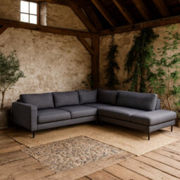 Wyld Haus San Sebastian Right-Hand L-Shaped Corner Sofa Upholstered In Dark Grey Fabric - thumbnail 1
