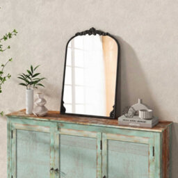 Costway Antiqued Gold Wall Mirror 76 Cm X 51 Cm Dramatic Arched Mirror W/ Baroque Ornate Frame - thumbnail 2