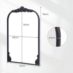 Costway Antiqued Gold Wall Mirror 76 Cm X 51 Cm Dramatic Arched Mirror W/ Baroque Ornate Frame - thumbnail 4