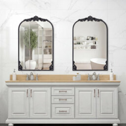 Costway Antiqued Gold Wall Mirror 76 Cm X 51 Cm Dramatic Arched Mirror W/ Baroque Ornate Frame - thumbnail 8