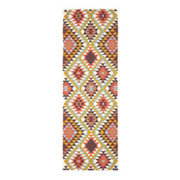 Homescapes Oslo Orange, Brown And Yellow Multi Coloured 100% Cotton Diamond Pattern Rug, 66 X 200 Cm - thumbnail 2
