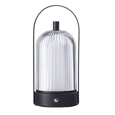 Happy Homewares Lantern Rechargeable Touch Dimmable Matte Black Table Lamp With Clear Shade - image 1