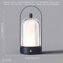 Happy Homewares Lantern Rechargeable Touch Dimmable Matte Black Table Lamp With Clear Shade - thumbnail 5