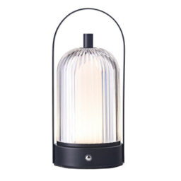 Happy Homewares Lantern Rechargeable Touch Dimmable Matte Black Table Lamp With Clear Shade - thumbnail 2