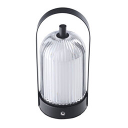 Happy Homewares Lantern Rechargeable Touch Dimmable Matte Black Table Lamp With Clear Shade - thumbnail 3