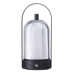 Happy Homewares Lantern Rechargeable Touch Dimmable Matte Black Table Lamp With Clear Shade - thumbnail 1