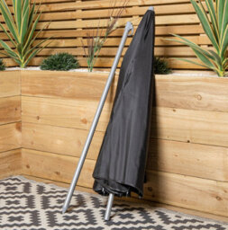 Samuel Alexander 6 Person Garden Furniture Patio Set Table, 6 Chairs & Parasol With Black Glass - thumbnail 4