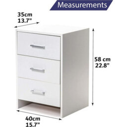 Home Treats Chest Of 3 Drawers White Bedside Table Metal Handles And Runner - thumbnail 3