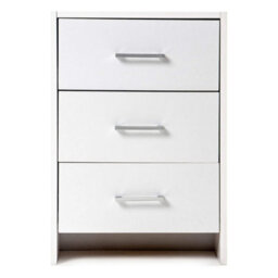 Home Treats Chest Of 3 Drawers White Bedside Table Metal Handles And Runner - thumbnail 2