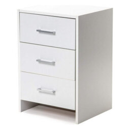 Home Treats Chest Of 3 Drawers White Bedside Table Metal Handles And Runner - thumbnail 1