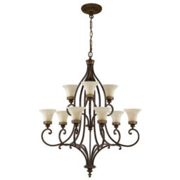 Luminosa Lighting Elstead Drawing Room 9 Light Multi Arm Chandelier Walnut Finish, E27 - thumbnail 6