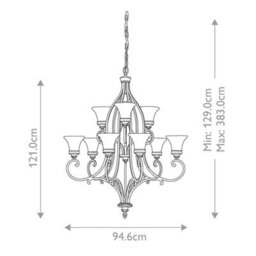 Luminosa Lighting Elstead Drawing Room 9 Light Multi Arm Chandelier Walnut Finish, E27 - thumbnail 7