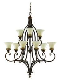 Luminosa Lighting Elstead Drawing Room 9 Light Multi Arm Chandelier Walnut Finish, E27 - thumbnail 1
