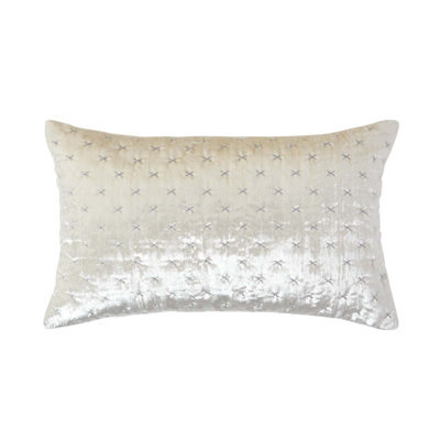 Homescapes Cream Crushed Velvet Rectangular Cushion Cover, 30 X 50 Cm - image 1