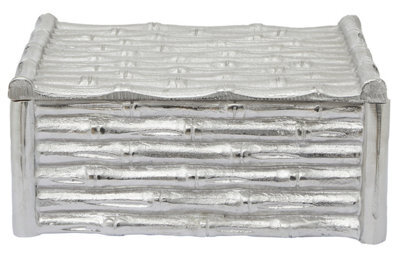 Orsina Hiba Large Silver Finish Bamboo Effect Trinket Box - image 1