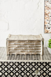 Orsina Hiba Large Silver Finish Bamboo Effect Trinket Box - thumbnail 3