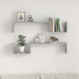 Berkfield Wall Shelf 2 Pcs Concrete Grey 100X15X20 Cm Engineered Wood - thumbnail 3