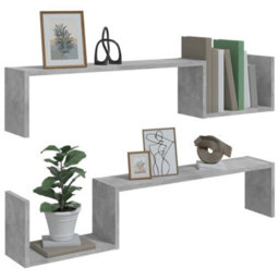 Berkfield Wall Shelf 2 Pcs Concrete Grey 100X15X20 Cm Engineered Wood - thumbnail 4