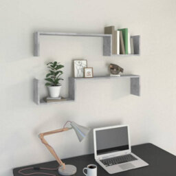Berkfield Wall Shelf 2 Pcs Concrete Grey 100X15X20 Cm Engineered Wood - thumbnail 1