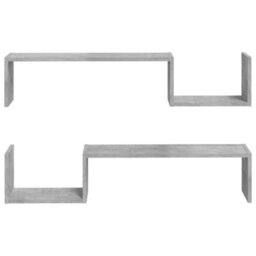 Berkfield Wall Shelf 2 Pcs Concrete Grey 100X15X20 Cm Engineered Wood - thumbnail 5