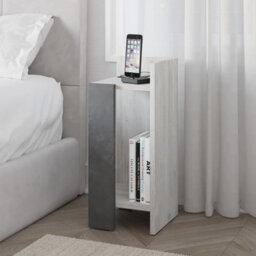 Decortie Elos Modern Narrow Right Module Bedside Table Nightstand 25Cm Drop-Door Storage White - thumbnail 5