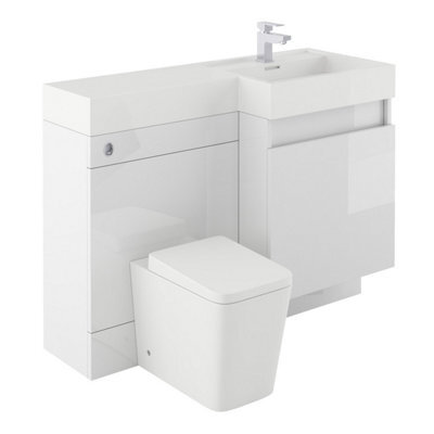Plum&clay Solstice Gloss White Right Hand Bathroom Vanity Basin & Wc Unit Combination (W)1200mm (H)890mm - image 1