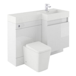 Plum&clay Solstice Gloss White Right Hand Bathroom Vanity Basin & Wc Unit Combination (W)1200mm (H)890mm - thumbnail 1