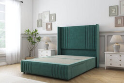 "Sloomy Camden Emerald Plush Divan Bed Base No Drawers-54"" Wingback Headboard12""-Footboard 3' Single" - thumbnail 1