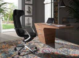 Angel Cerda Black Leatherette  Swivel Office Chair - thumbnail 4