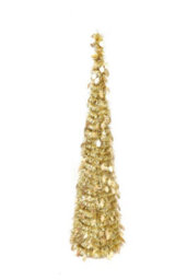 Christmas Tree World The 7Ft/210Cm Slim Gold Tinsel Pop Up Christmas Tree