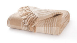 Ehc Premium  Reversible 100% Cotton Large 225 X 250 Cm Tartan Throws For Sofa, Bedspread, Beige