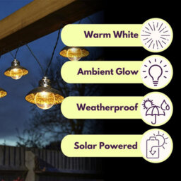 Annibells Set Of 10 Gold Solar Led Shade String Lights  (14069) - thumbnail 6