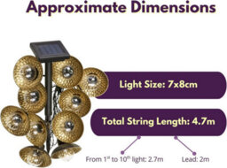 Annibells Set Of 10 Gold Solar Led Shade String Lights  (14069) - thumbnail 2