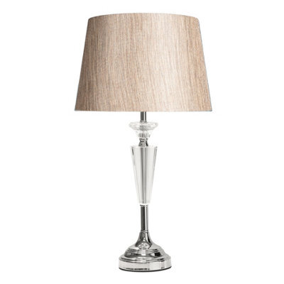 Lighting Supermarket Kwartz Modern Faceted Glass Crystal Chrome Table Lamp With Charcoal Gold Shade - image 1