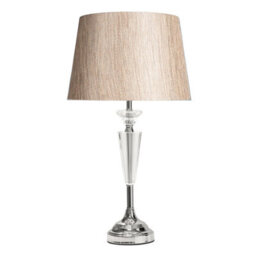Lighting Supermarket Kwartz Modern Faceted Glass Crystal Chrome Table Lamp With Charcoal Gold Shade - thumbnail 1