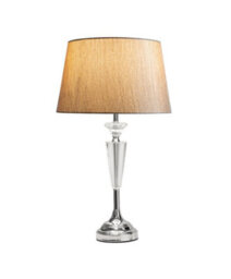 Lighting Supermarket Kwartz Modern Faceted Glass Crystal Chrome Table Lamp With Charcoal Gold Shade - thumbnail 2