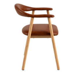 Wyld Haus Set Of 2 Melbourne Brown Faux Leather Dining Chairs With Armrests - thumbnail 5