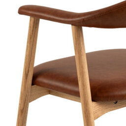 Wyld Haus Set Of 2 Melbourne Brown Faux Leather Dining Chairs With Armrests - thumbnail 7
