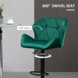 Homcom Set Of 2 Luxurious Velvet-Touch Bar Stools Metal Frame Footrest Green - thumbnail 7
