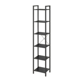 FURNOLD Industrial 6 Tier Tall Narrow Bookcase Shelves Black - thumbnail 5