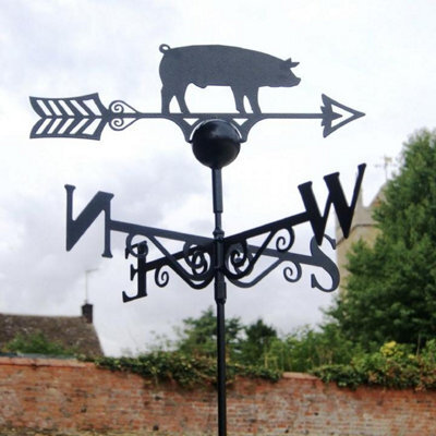 Poppy Forge Pig Weathervane - Solid Steel - W61 X H88 Cm - Powder Coated Black - image 1