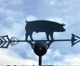 Poppy Forge Pig Weathervane - Solid Steel - W61 X H88 Cm - Powder Coated Black - thumbnail 3