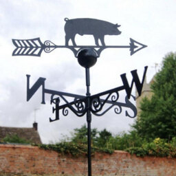 Poppy Forge Pig Weathervane - Solid Steel - W61 X H88 Cm - Powder Coated Black