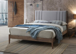 Save On Goods UK 4Ft6 Double Grey Soft Velvet Fabric Upholstered And Wood Bed Frame Bedstead. Light Grey, - thumbnail 1