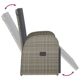 Berkfield 11 Piece Garden Dining Set With Cushions Grey Poly Rattan - thumbnail 7